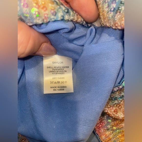NEW! SAYLOR Lawren Multicolor Sequin Ruched Long Sleeve Mini Dress ✨Small NWT! - Picture 14 of 14
